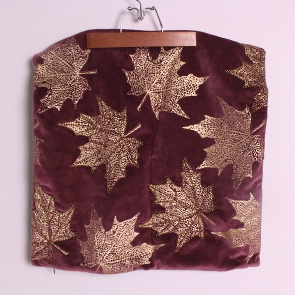 NWT Celerie Kemble Purple Gold Beaded Leaf Pillow - Picture 1 of 4